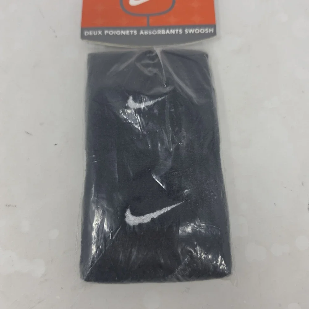 VINTAGE Sealed Nike Black White Swoosh Logo 2 Pack Sport Wristbands Taiwan 90s D